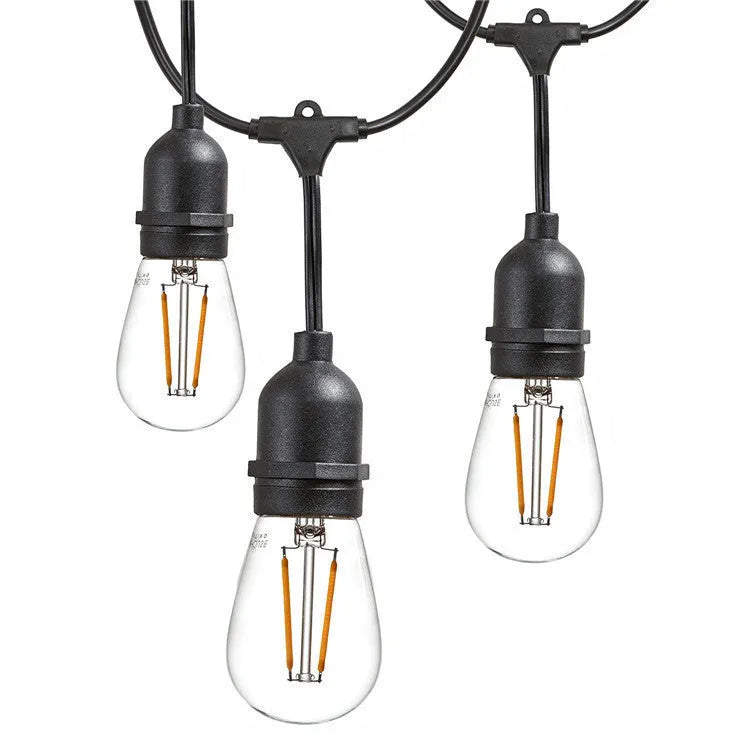 Black decorative light string on a reel showing EU plug, available in 15m or 5m lengths.