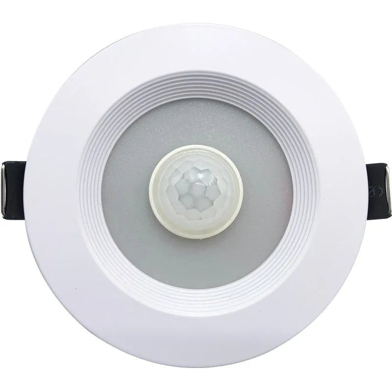 Infrared body sensing LED down light with motion detection for automatic lighting in indoor spaces