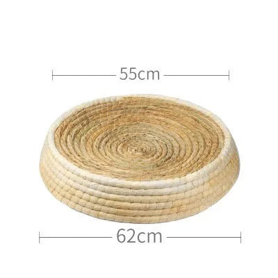 Straw and corn husk cat bed with 35cm caliber, wok-style felt house shape for indoor cats
