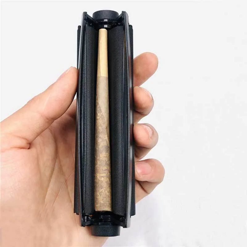 Plastic manual cigarette maker for shredded tobacco in six colour choices showing 110mm cone.