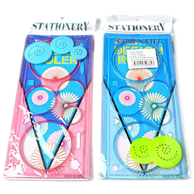 Hollow wreath template set plastic drawing stationery ruler set with assorted colour templates