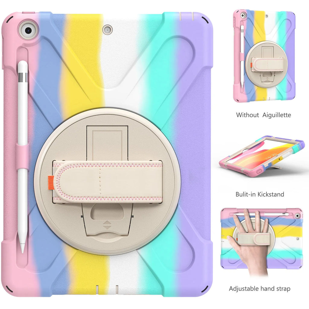 Silicone flat protective cover for iPad 10.2 in colourful pink with integrated powder bracket