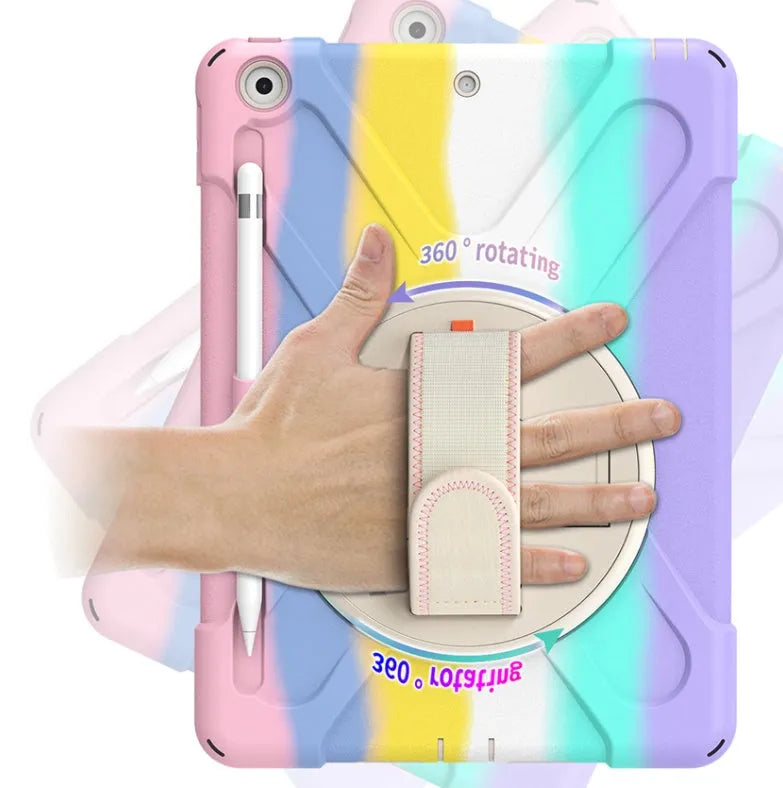 Silicone flat protective cover for iPad 10.2 in colourful pink with integrated powder bracket
