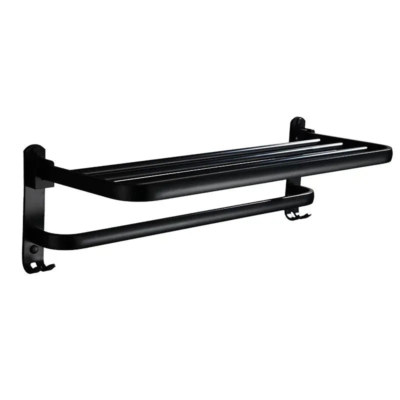 Aluminium bathroom folding shelf with double layers and perforated surface design