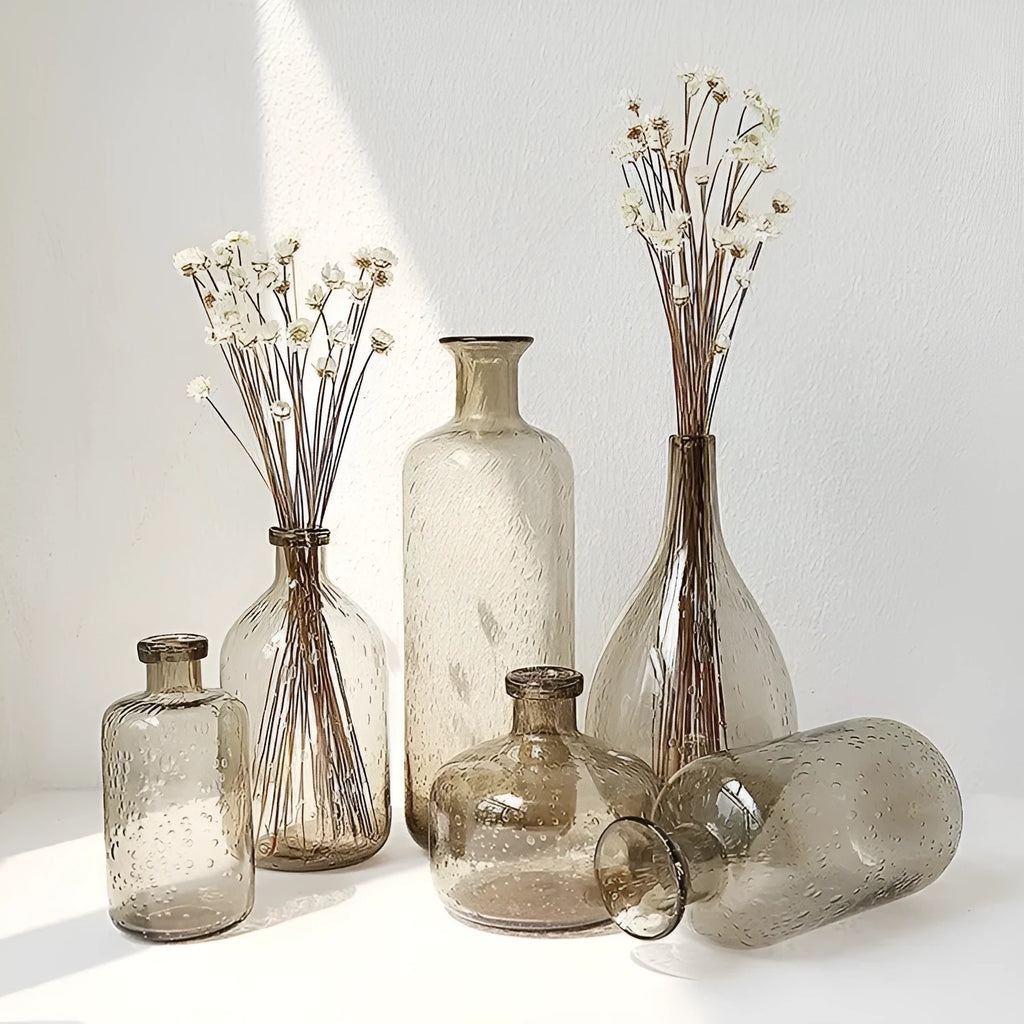 Geometric shaped stained glass bubble vase with grey electric stove pigment finish