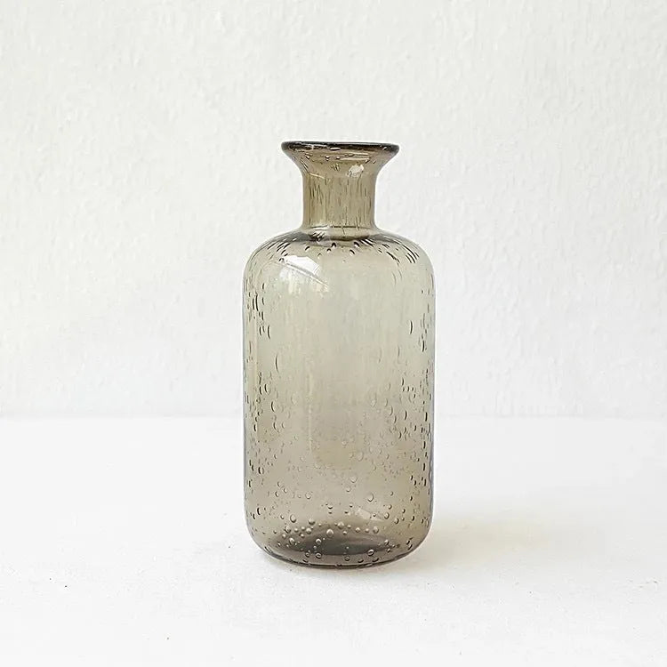 Geometric shaped stained glass bubble vase with grey electric stove pigment finish