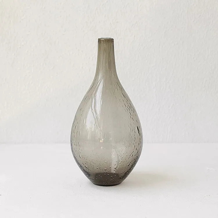 Geometric shaped stained glass bubble vase with grey electric stove pigment finish