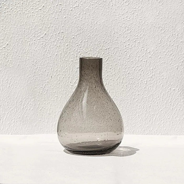 Geometric shaped stained glass bubble vase with grey electric stove pigment finish