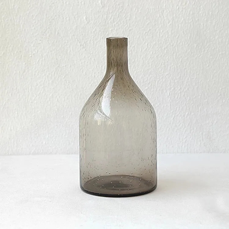 Geometric shaped stained glass bubble vase with grey electric stove pigment finish