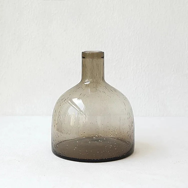 Geometric shaped stained glass bubble vase with grey electric stove pigment finish