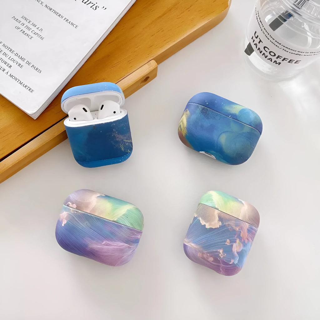 Pink watercolour hard shell protective case for AirPods Pro charging case