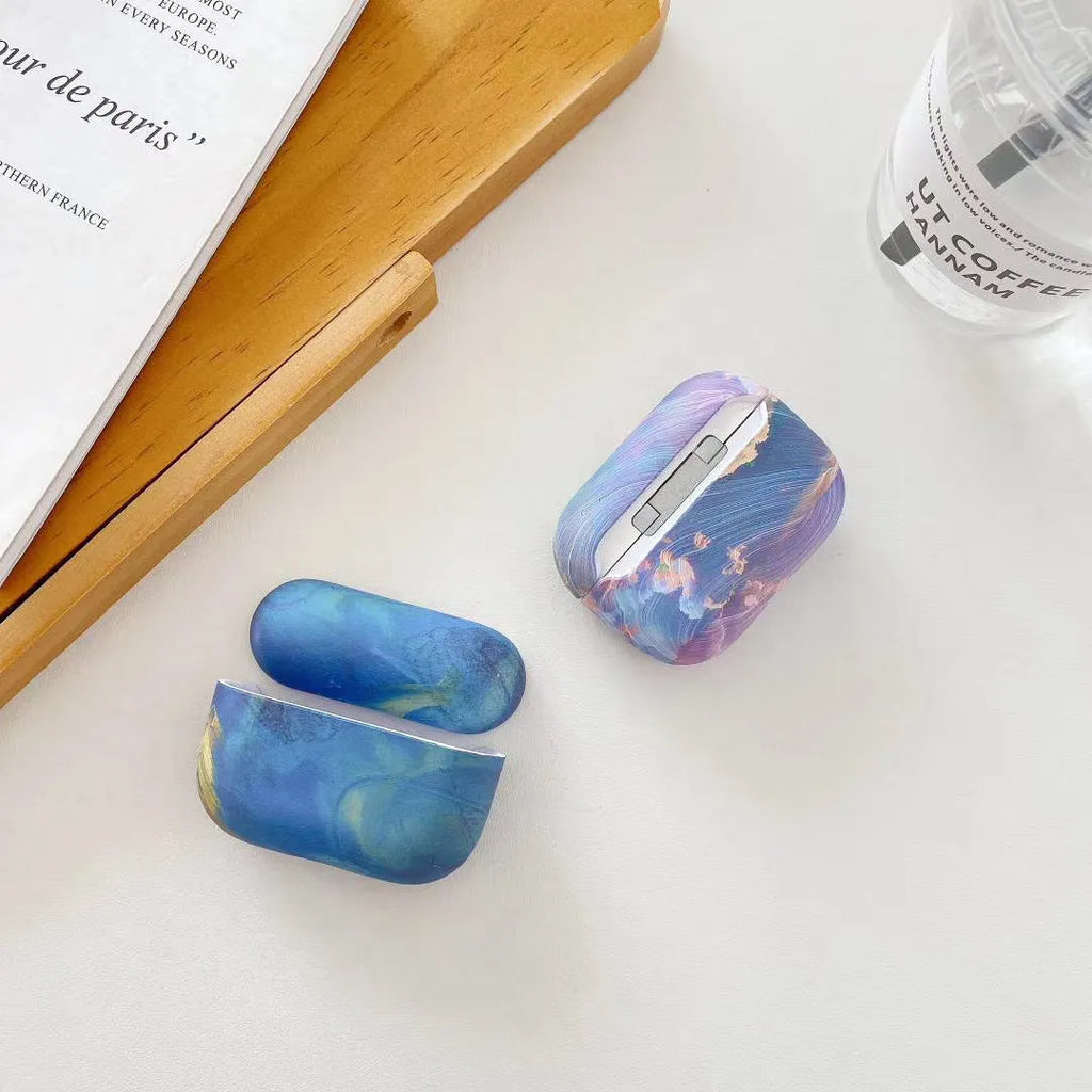 Pink watercolour hard shell protective case for AirPods Pro charging case