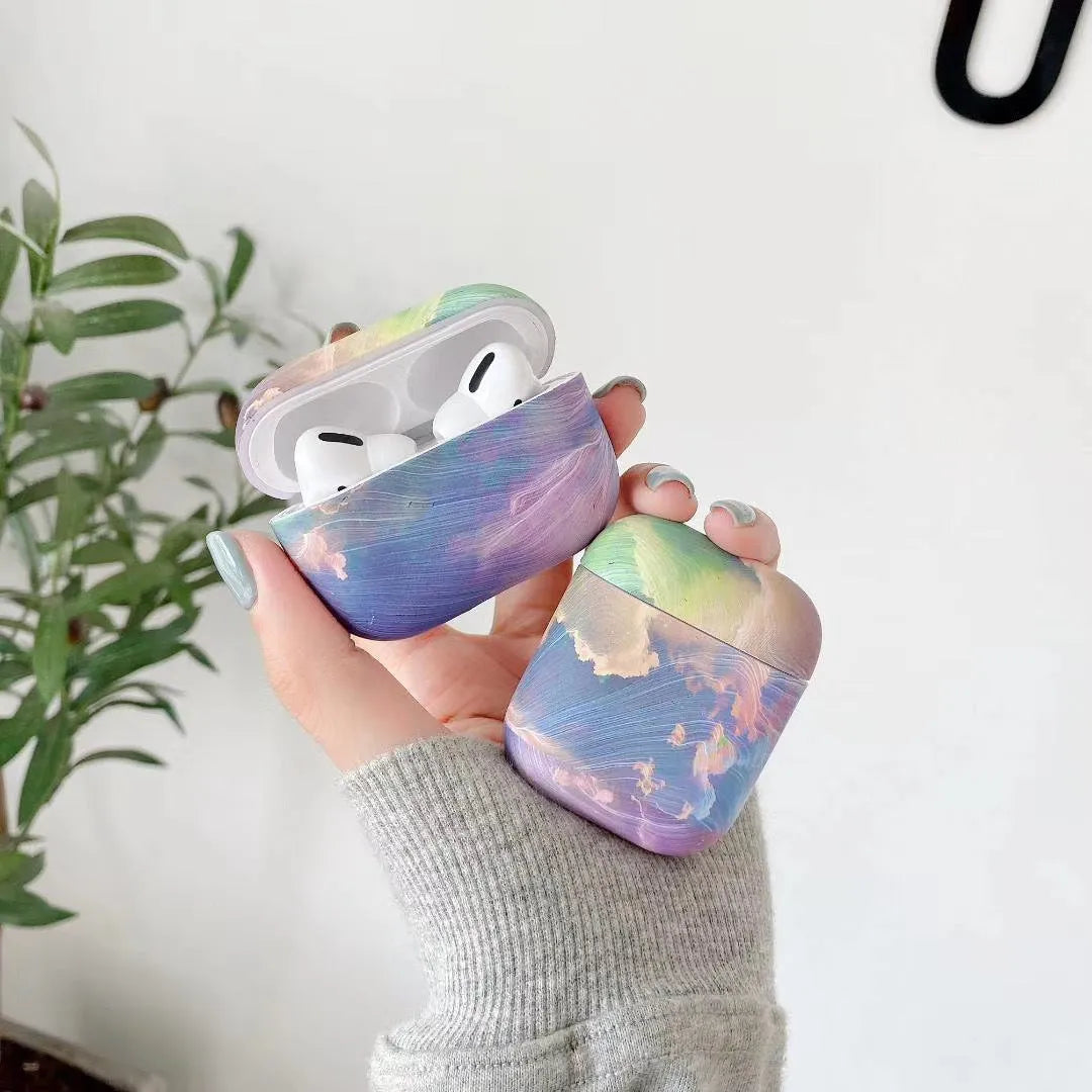 Pink watercolour hard shell protective case for AirPods Pro charging case