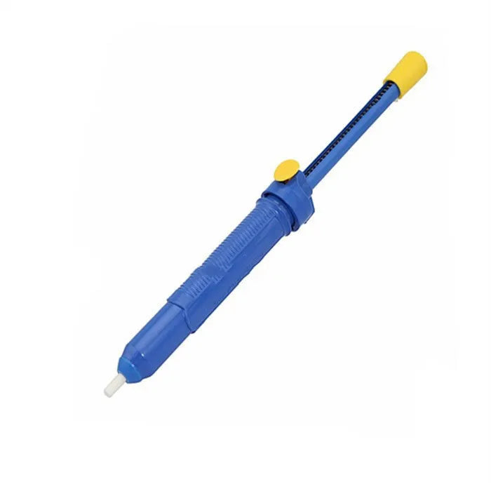 Manual solder sucker gun in blue, gold, or silver with temperature adjustment display