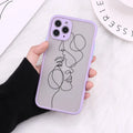 Creative body line TPU protective case for iPhone on a table, showing fine hole design and patterned back.