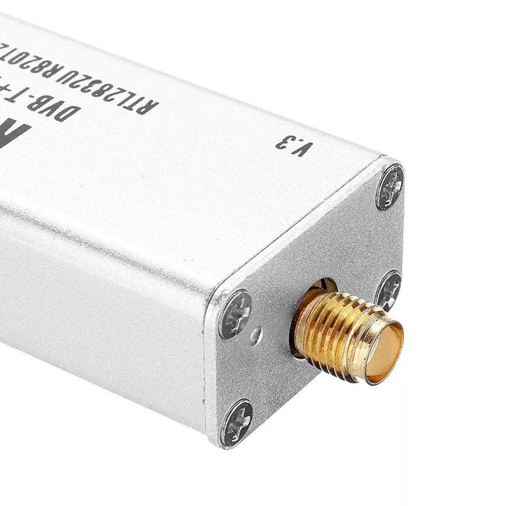 A300U black metal SDR receiver with golden SMA connector for aviation and broadcast monitoring