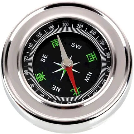 Brushed metal handheld navigation compass for outdoor hiking camping in white or yellow