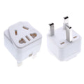 Square three plug international power adapter in black or white with 110-250V 13A rating