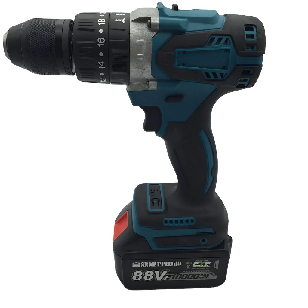 21V cordless multifunction impact drill and electric screwdriver tool with lithium battery and 13mm chuck