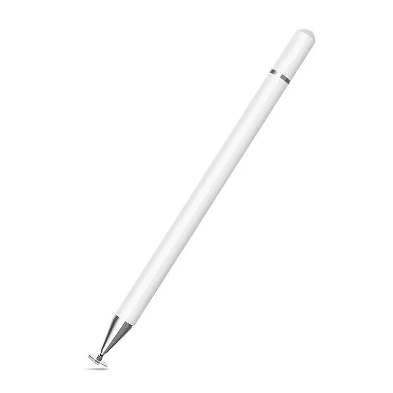 Touch capacitive stylus with transparent disc tip and magnetic suction cap in black white rose gold space grey colours