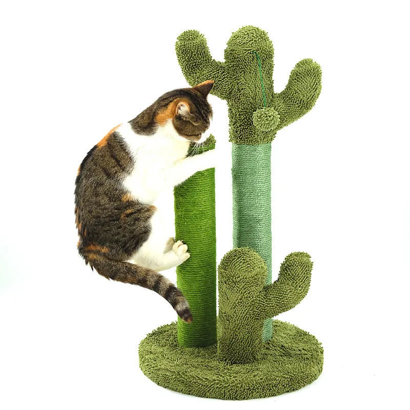 Plush cat scratching cactus tree toy with 68cm large section and 53cm small section