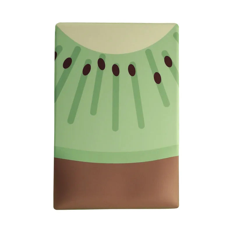 Cute green Kiwi character design on a grey mouse pad with thick wrist support.
