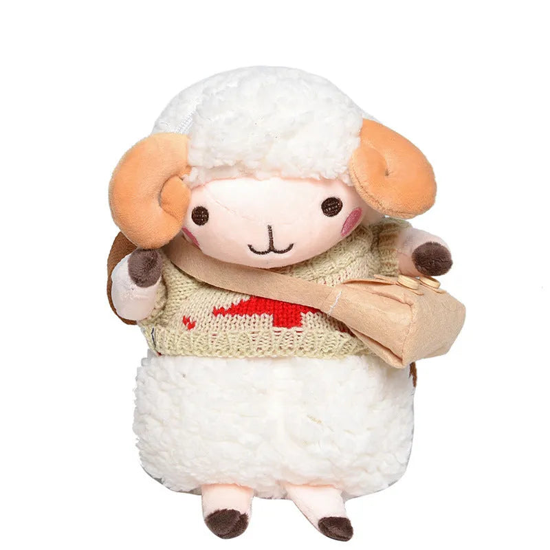 Little sheep plush crossbody bag in small square design with lamb pattern