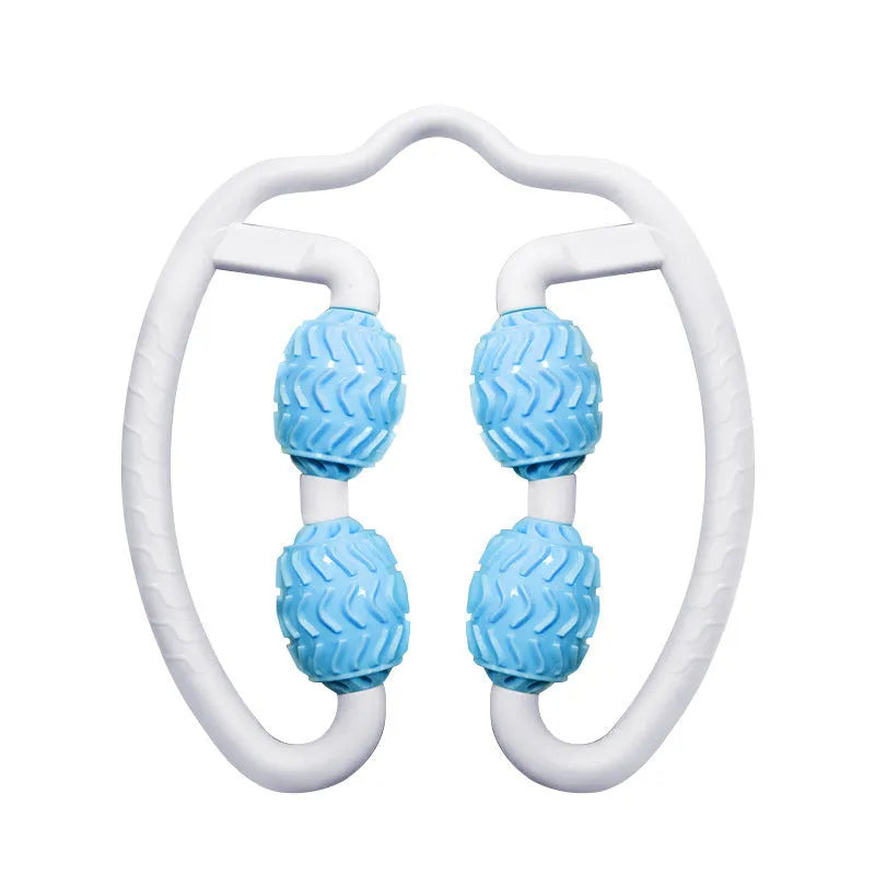 Purple annular leg massage roller made of silicone for muscle recovery
