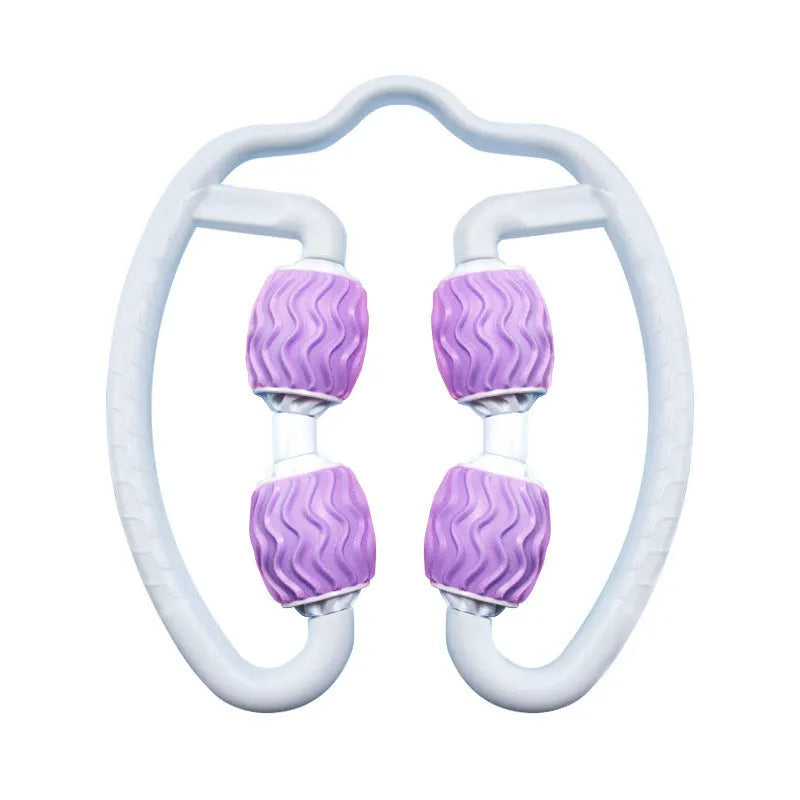 Purple annular leg massage roller made of silicone for muscle recovery