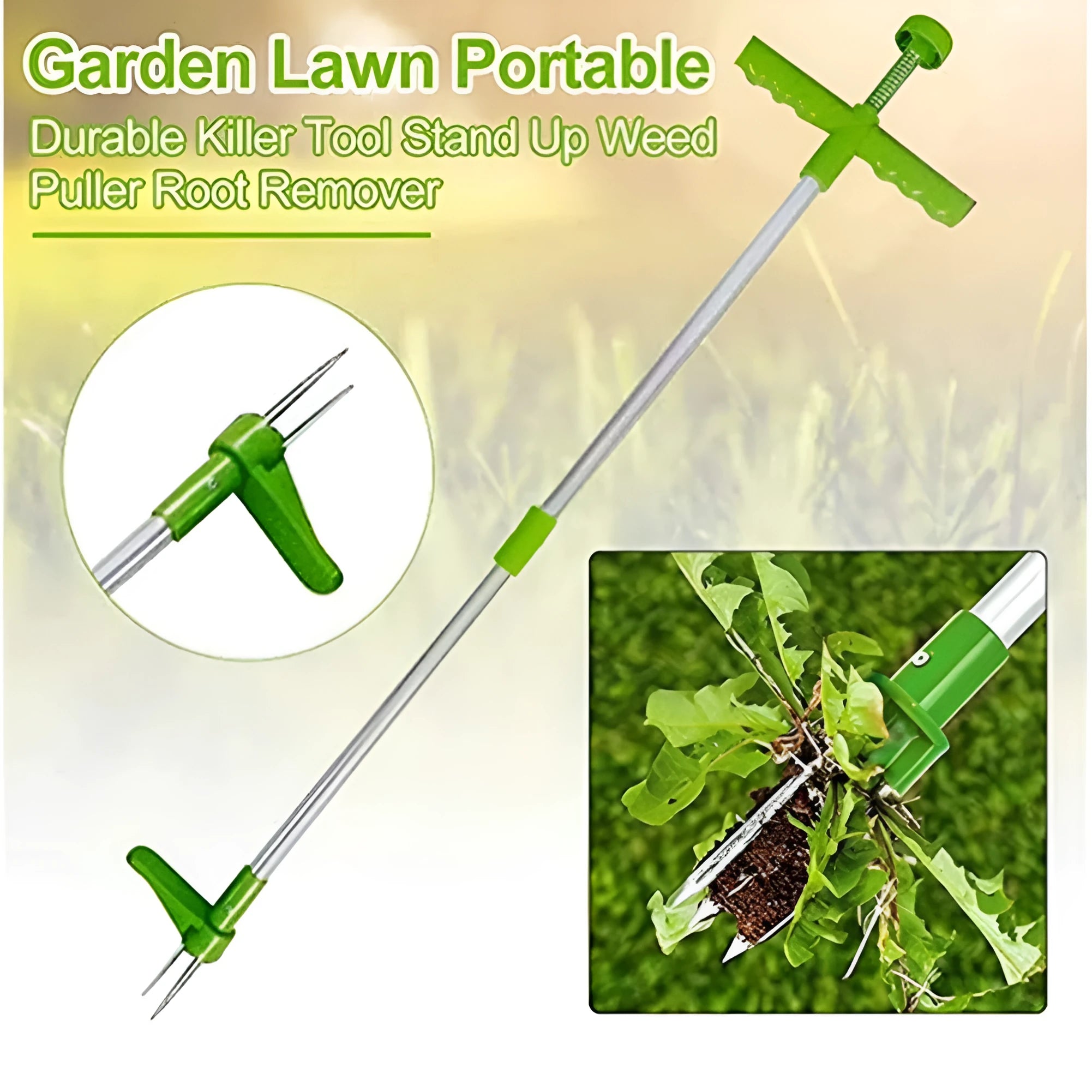 Aluminium tube manual garden weeding tool with plastic components for weed removal