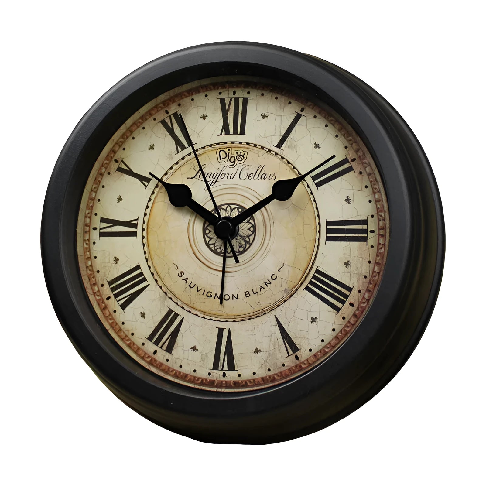 Round 6 inch retro European style desk clock with silent alarm on wooden surface