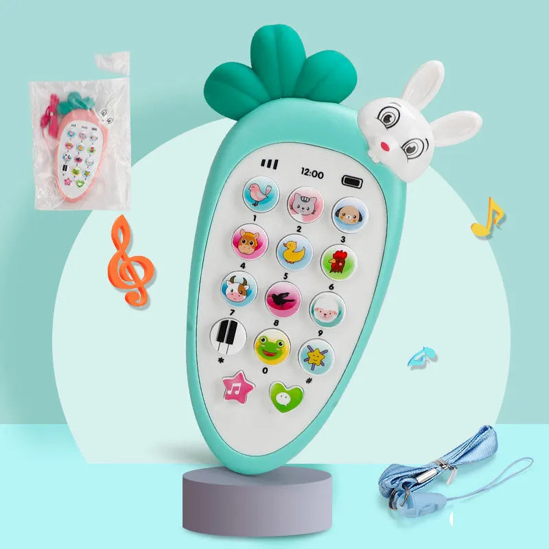 Electronic baby phone toy in pink with colourful buttons and compact 15cm design