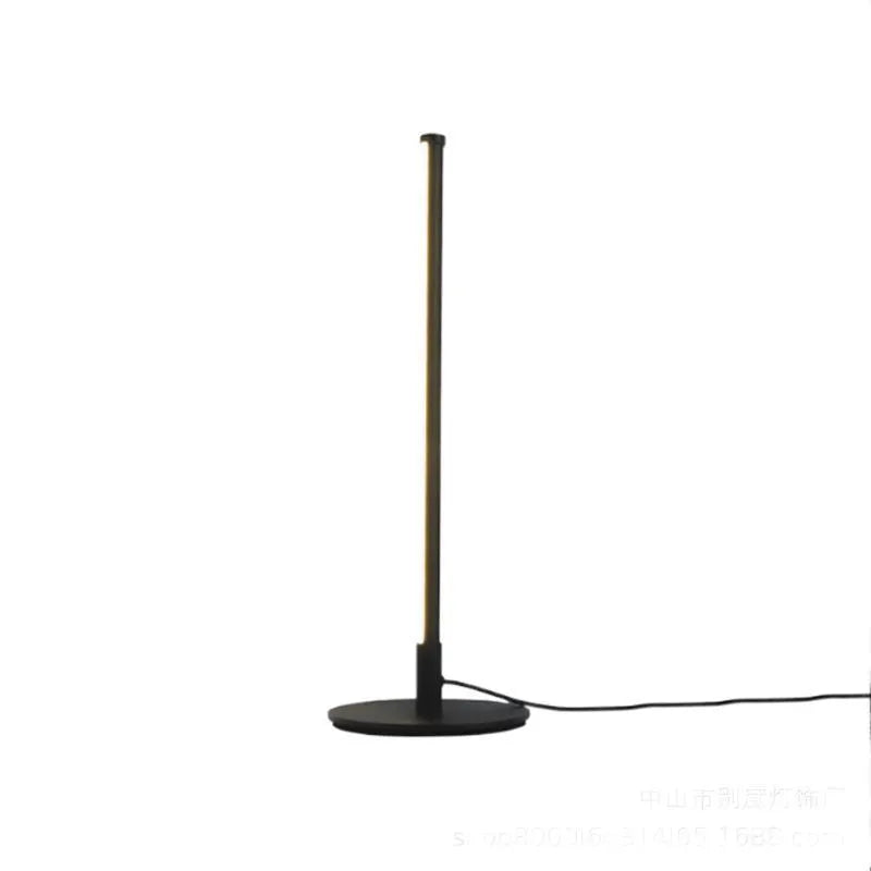 Nordic minimalist black bedside table lamp with RGB LED lighting and remote control