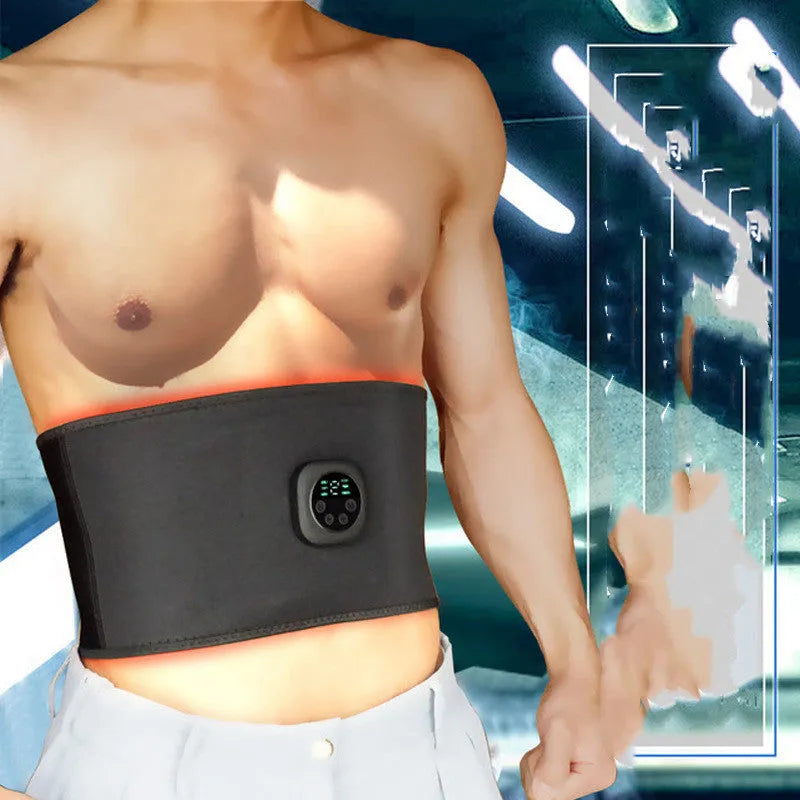 Rechargeable abdominal muscle stick fitness device with EMS and mercerised cotton surface for home use