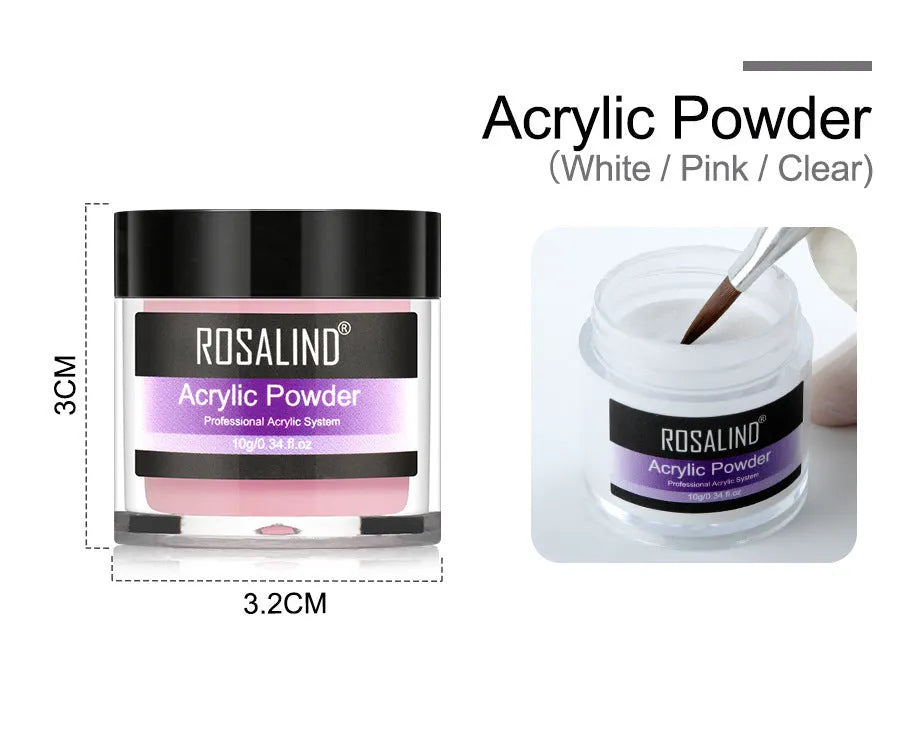 Acrylic nail system kit with 3 acrylic powders, acrylic liquid, carving pen and glass cup, 6pcs set for extension and carving