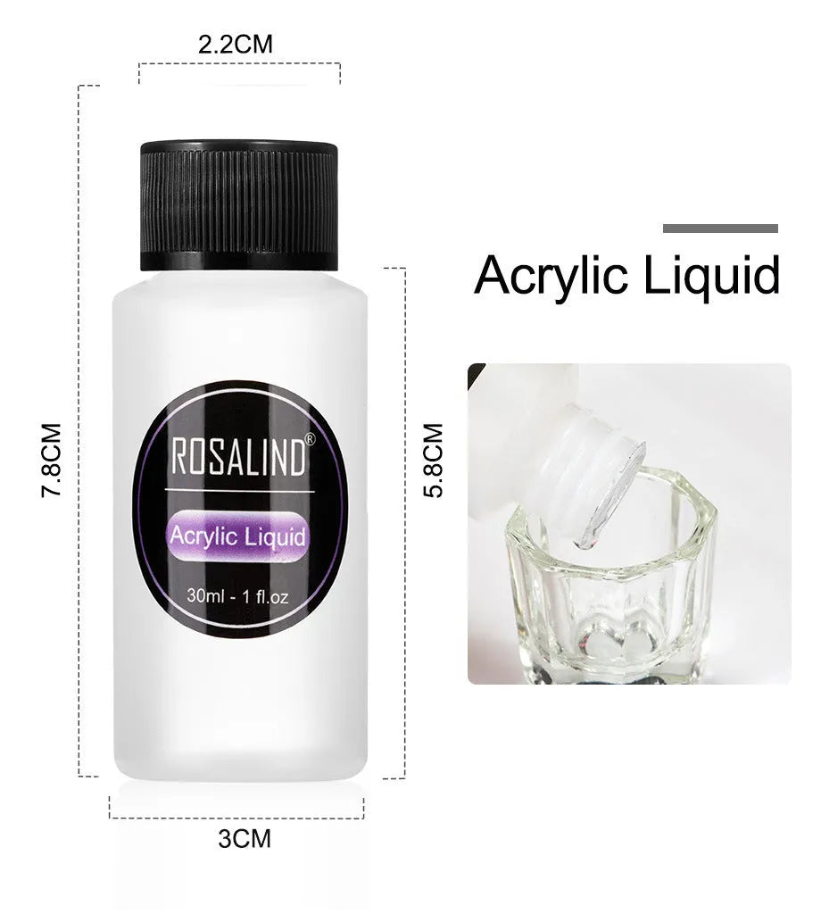 Acrylic nail system kit with 3 acrylic powders, acrylic liquid, carving pen and glass cup, 6pcs set for extension and carving
