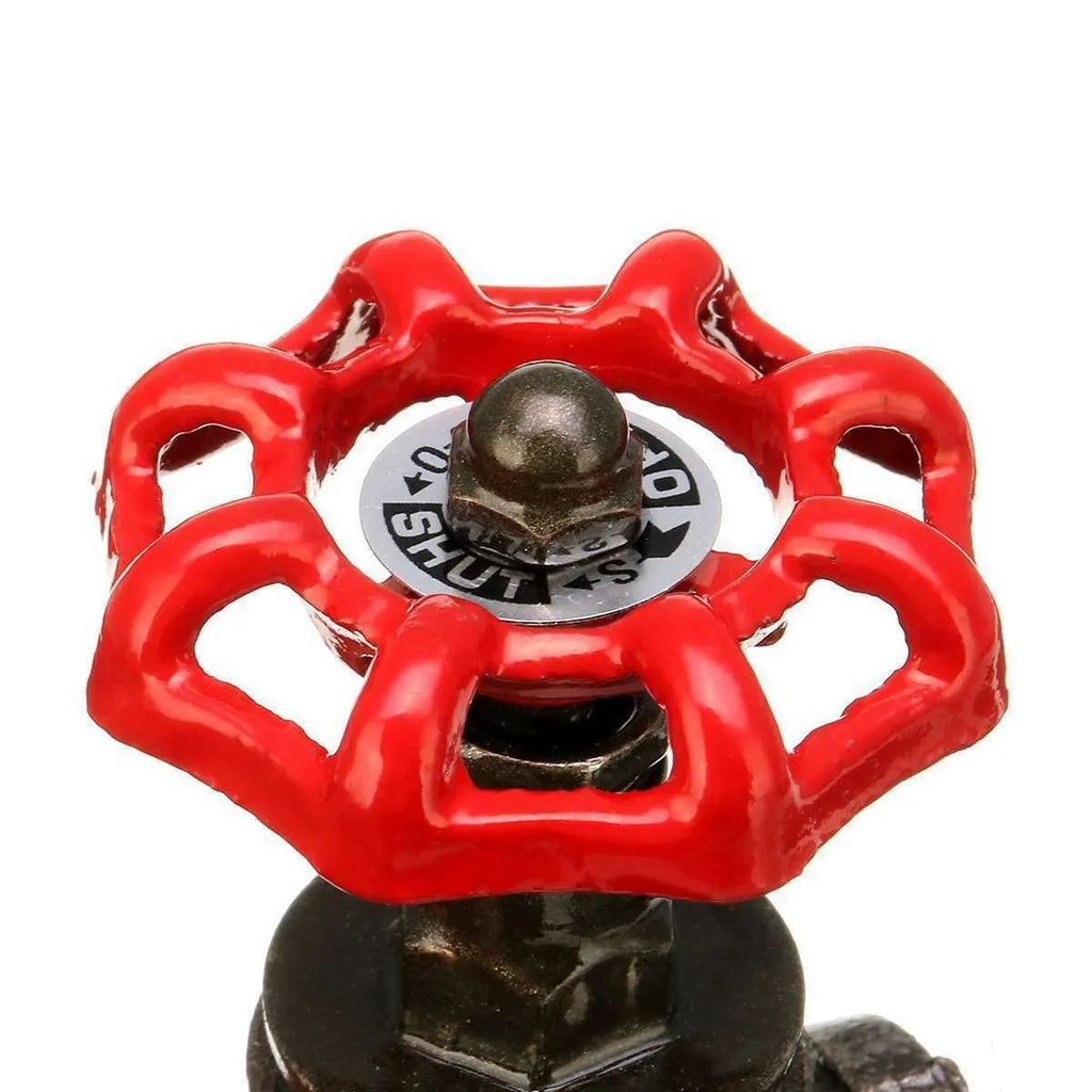 Steampunk 3/4-inch red industrial light switch valve with grey copper finish and wire retro design
