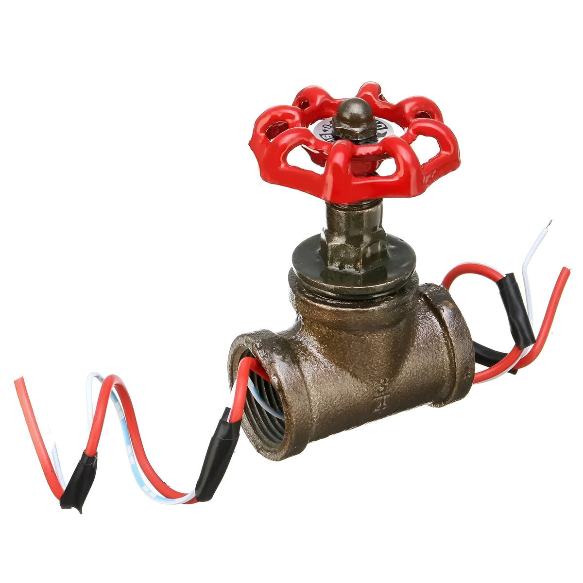 Steampunk 3/4-inch red industrial light switch valve with grey copper finish and wire retro design