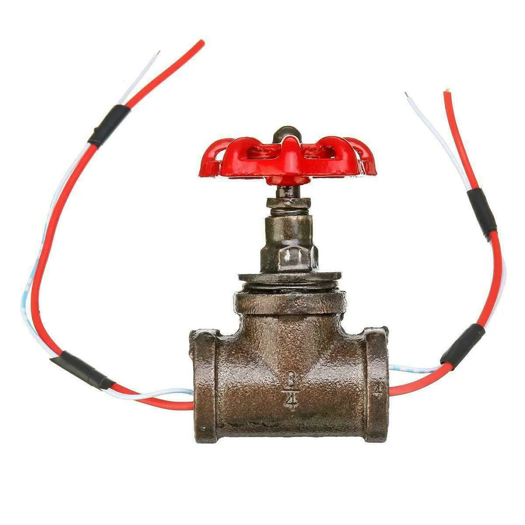 Steampunk 3/4-inch red industrial light switch valve with grey copper finish and wire retro design