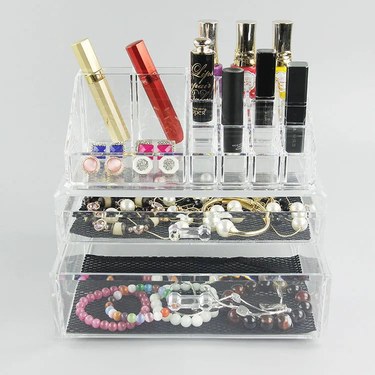 Medium clear acrylic storage container with foldable design for makeup organisation