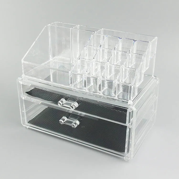 Medium clear acrylic storage container with foldable design for makeup organisation