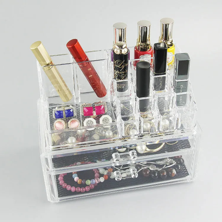 Medium clear acrylic storage container with foldable design for makeup organisation