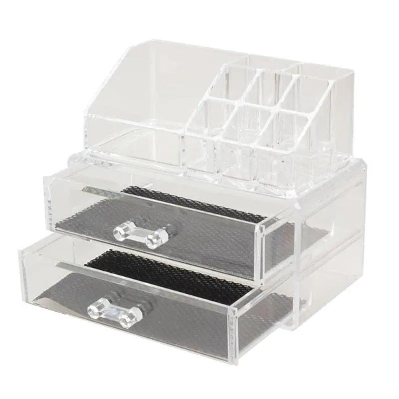 Medium clear acrylic storage container with foldable design for makeup organisation