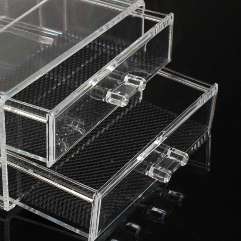Medium clear acrylic storage container with foldable design for makeup organisation