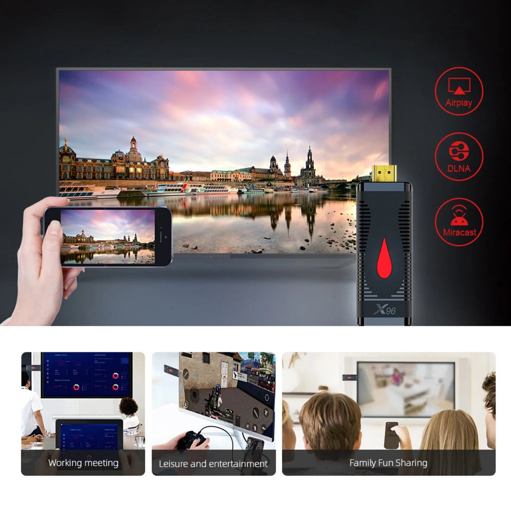 Android TV stick set-top box dongle with remote control and cables