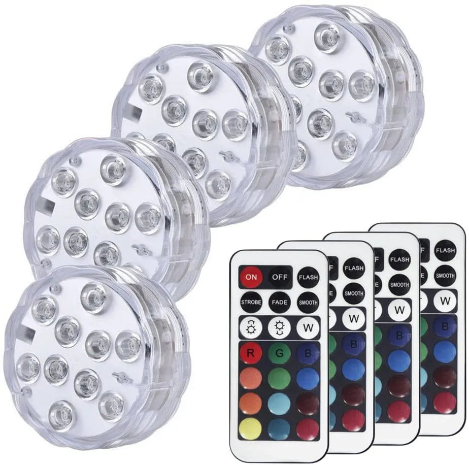 Round waterproof diving light with remote control for swimming pools and garden decoration