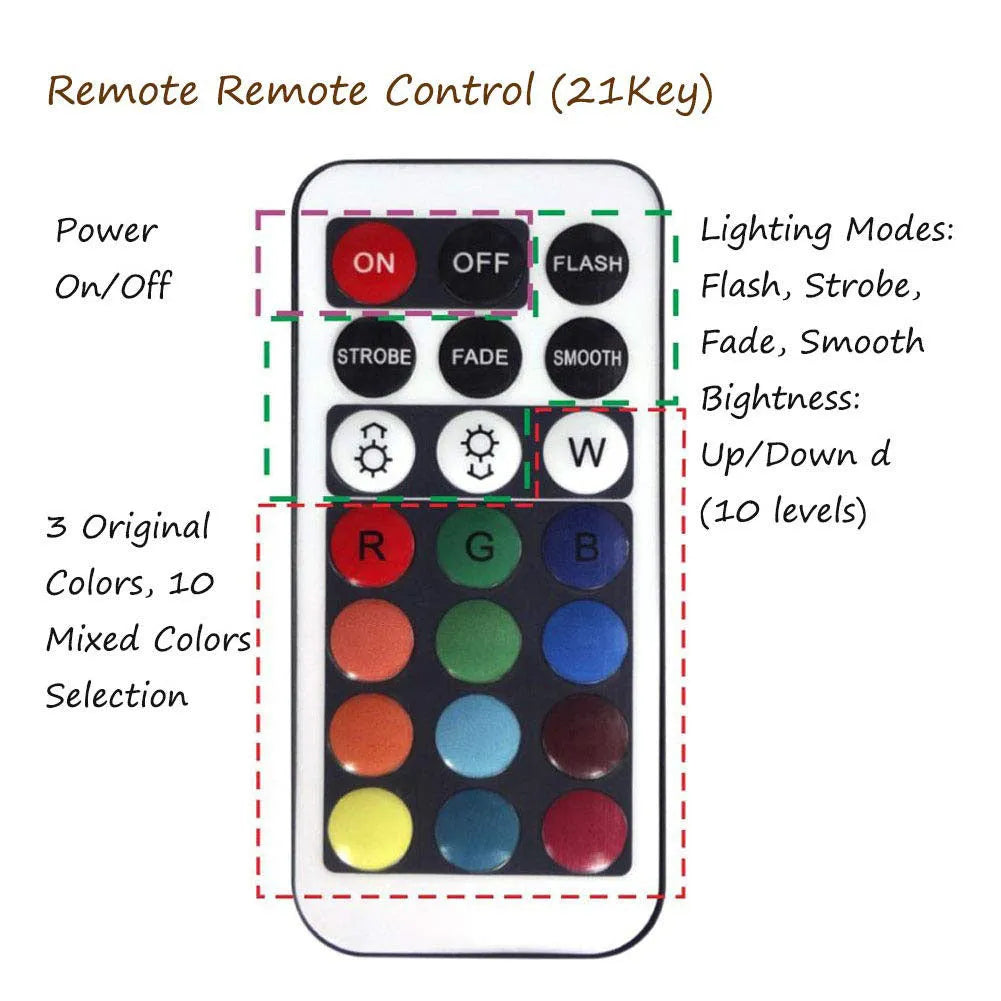 Round waterproof diving light with remote control for swimming pools and garden decoration