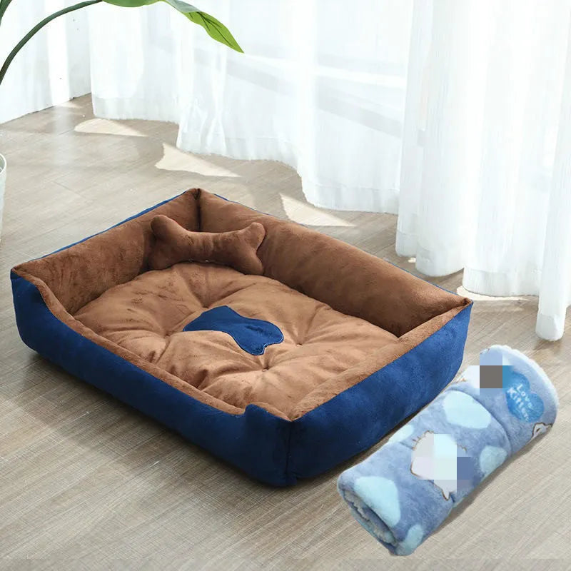 Waterproof Oxford cloth dog bed mat with raised edge, PP cotton filling, in multiple sizes and colours