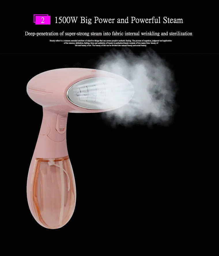 Sokany pink corded steam ironing brush with EU plug for clothes smoothing