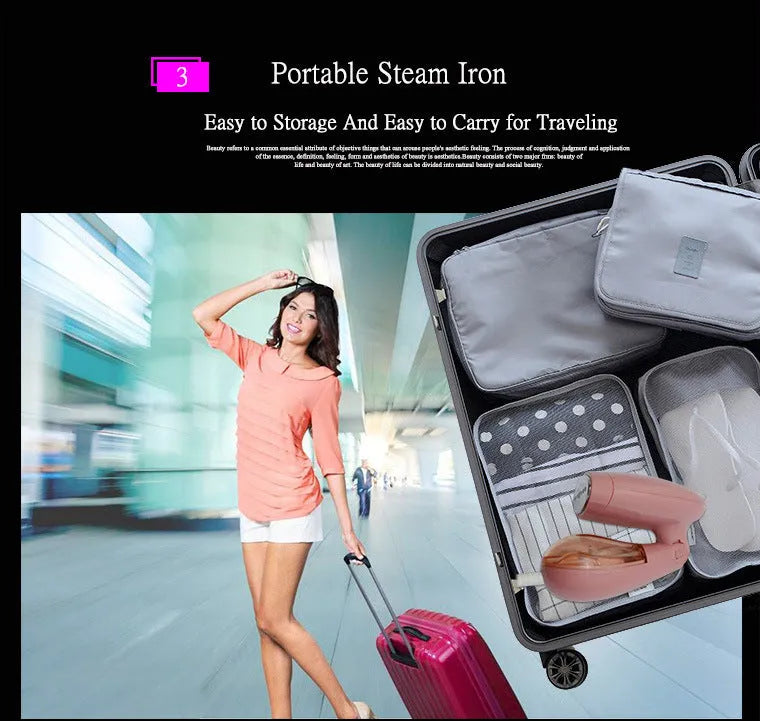 Sokany pink corded steam ironing brush with EU plug for clothes smoothing
